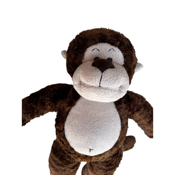 BAB Brown Monkey Plush Toy In Faux Leather Jacket & Denim Outfit With Sneakers - Picture 12 of 16